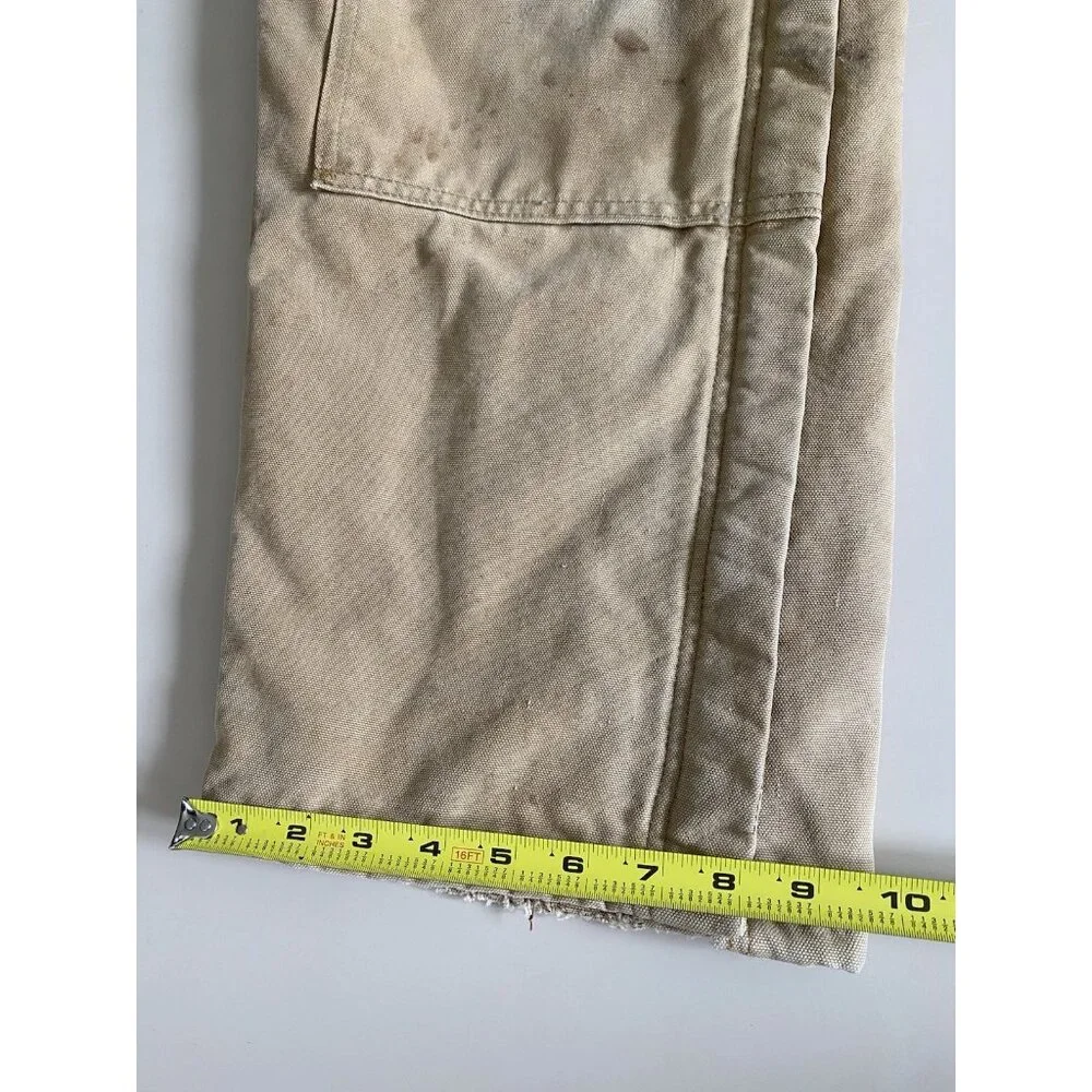 Carhartt Overalls Mens 38x29 Brown Quilted Lined Workwear Double Knee Distressed - Picture 14 of 14